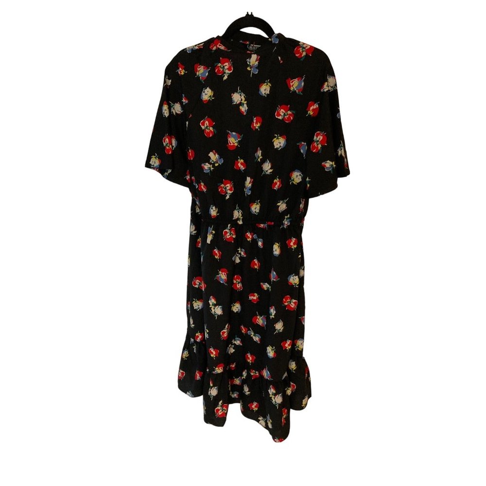 NWT LAUREN RALPH LAUREN FLORAL CREPE TIE-NECK DRESS POLO BLACK /RED Varies - Picture 5 of 9